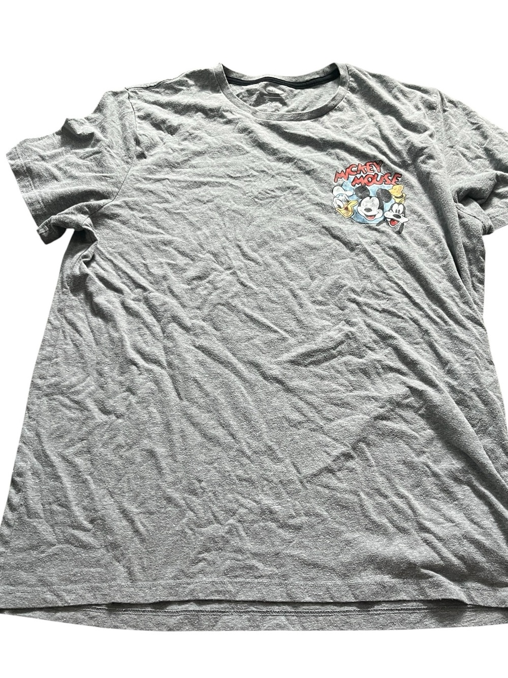 Disney x Old Navy Adult Gray Graphic Tee Front Back Faded Washed Look Size XL